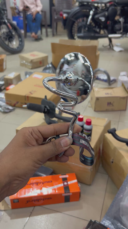 Royal Enfield Jalebi Mirror / Multi-Bend Chrome Rear View Mirror – Autobird 121MB | LH, RH or Pair