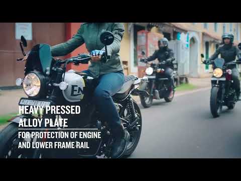 Royal Enfield Black Sump Guard KXA00653 installed on Hunter 350