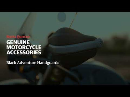 Close-up of black adventure handguard 1990211 on himalayan 411