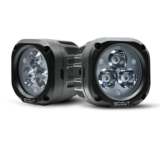 Maddog Scout – 20W Auxiliary LED Fog Lights (2800 Lumens, 3 Nichia LEDs, 100% Flood Beam, IP67) – Universal 12V – Pair