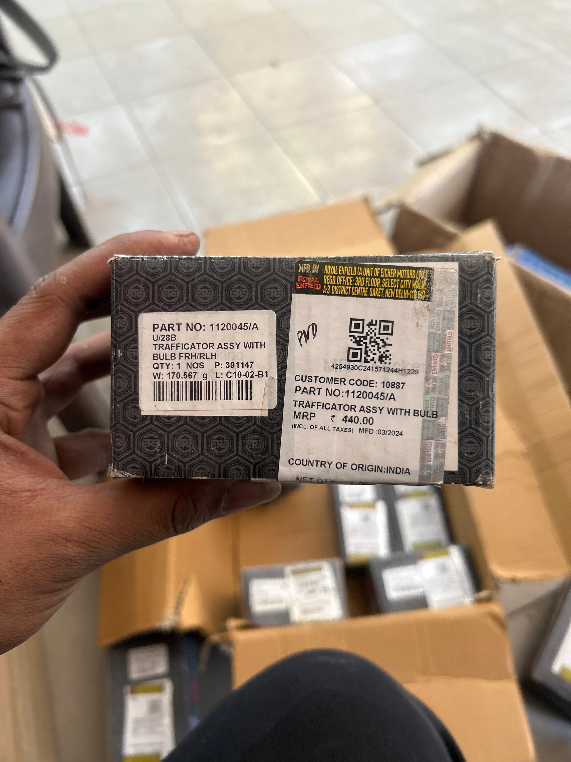 1120045/A turn signal indicator FRH/RLH (front right / rear left) genuine Royal Enfield Thunderbird X spare