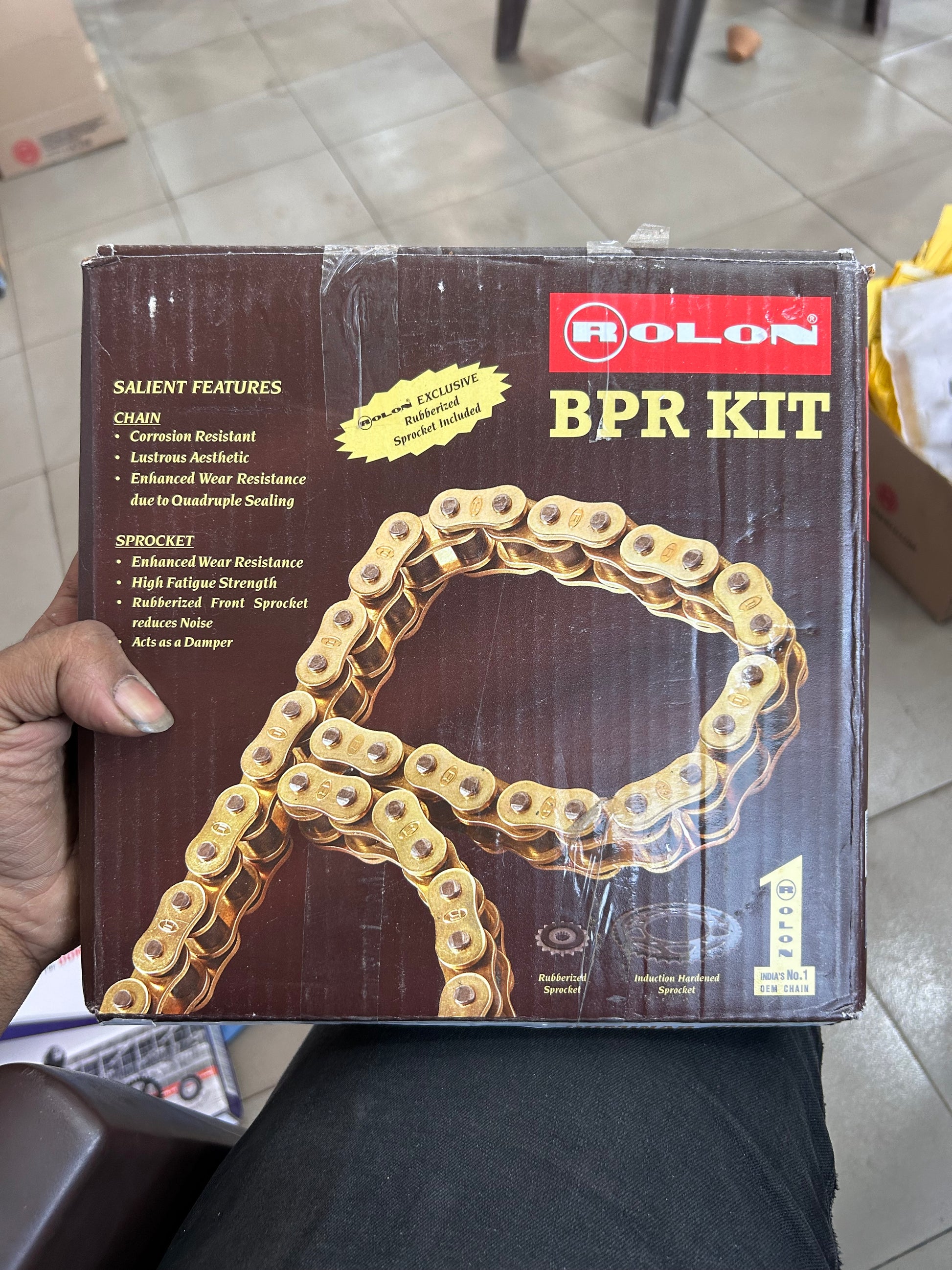 Rolon Brass X‑Ring Chain & Sprocket Kit for Bajaj Dominar 400 – Front View (HXRC 269)