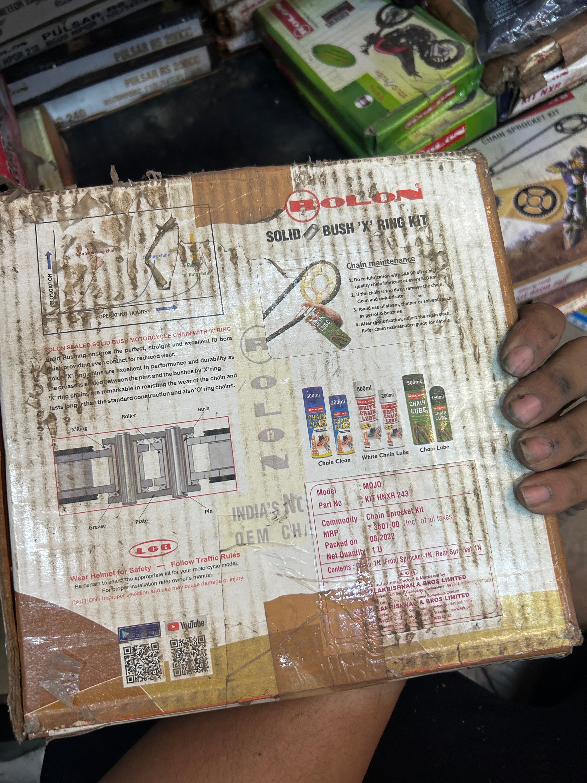 Rolon HNXR 243 chain sprocket kit for Mahindra Mojo – 13T/45T, 110L sealed chain