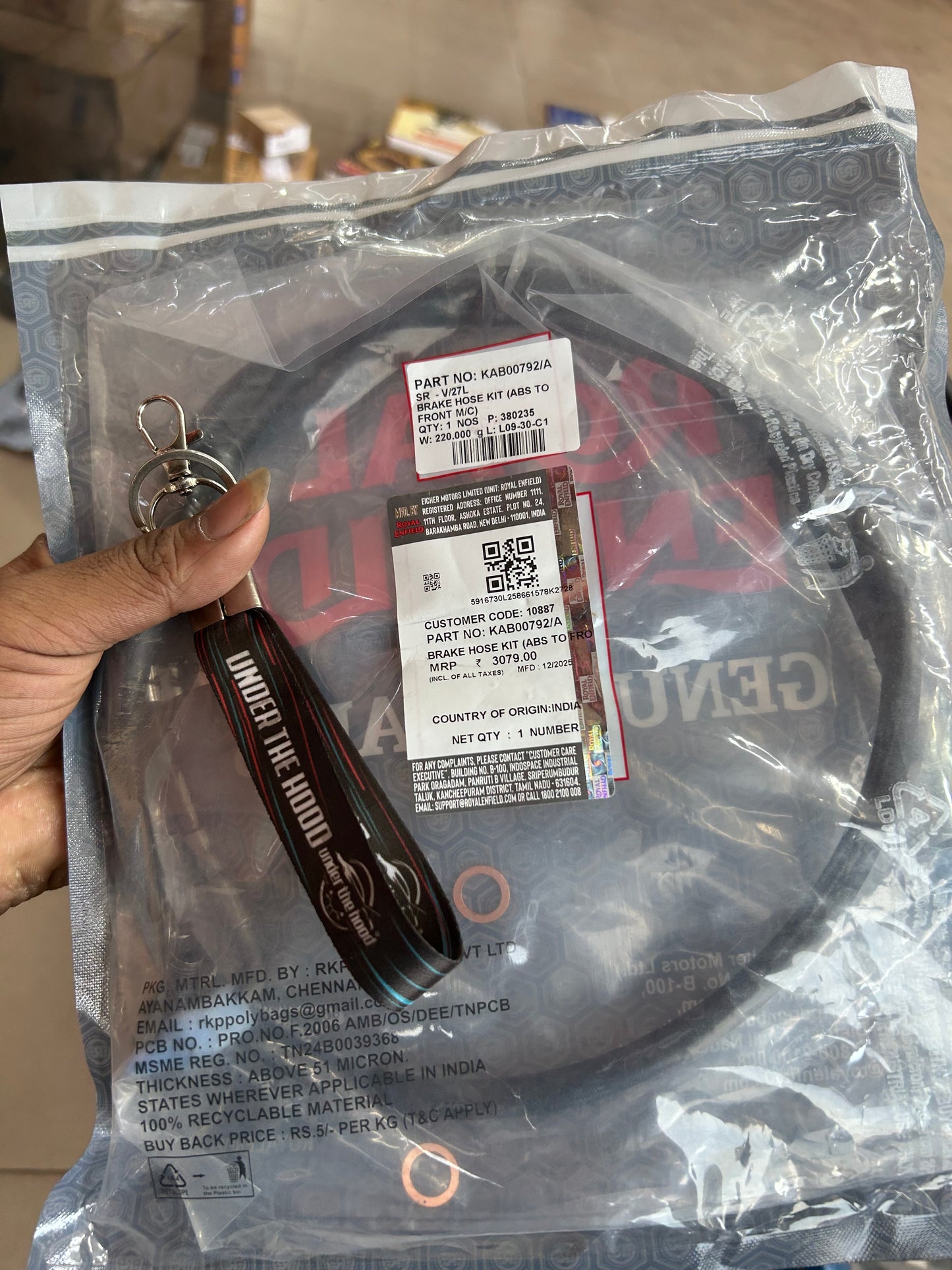 Royal Enfield Brake Hose Kit (ABS to Front Master Cylinder) for Classic 350 Goan Edition