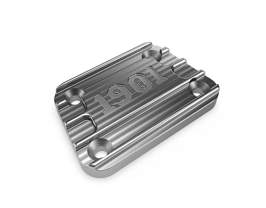 Royal Enfield engine with 1990616 silver tappet cover installed