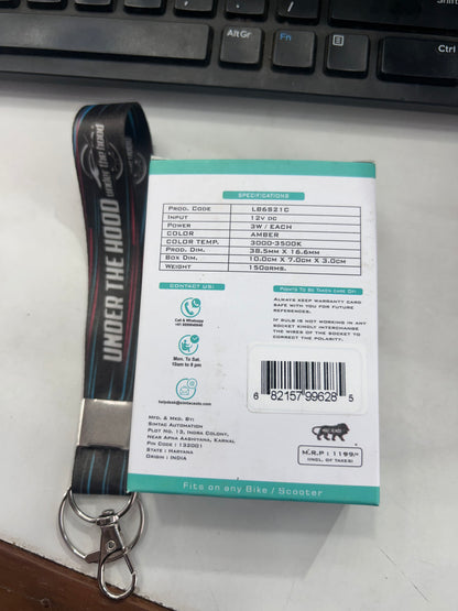 Simtac LB6S21C 360° LED Indicator Bulbs (Amber, 12V 3W) – Straight Pin & Cross Pin for Royal Enfield, Hero, Honda, Bajaj, TVS, Yamaha